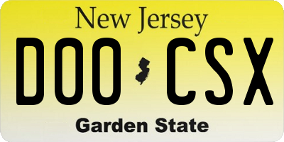 NJ license plate D00CSX