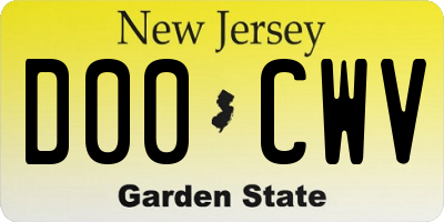 NJ license plate D00CWV