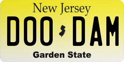 NJ license plate D00DAM