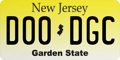 NJ license plate D00DGC
