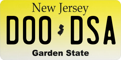 NJ license plate D00DSA