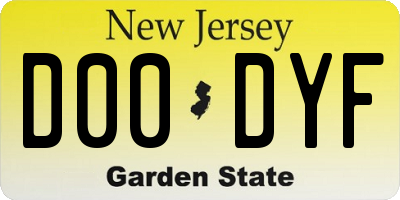 NJ license plate D00DYF