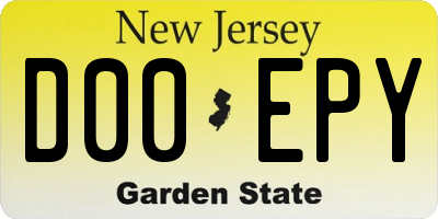 NJ license plate D00EPY