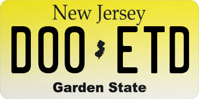 NJ license plate D00ETD