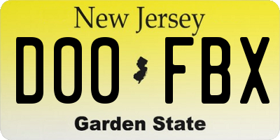 NJ license plate D00FBX