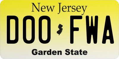 NJ license plate D00FWA
