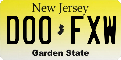 NJ license plate D00FXW