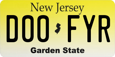 NJ license plate D00FYR