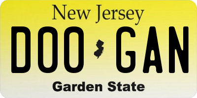 NJ license plate D00GAN