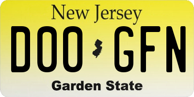 NJ license plate D00GFN