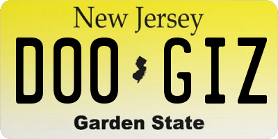 NJ license plate D00GIZ