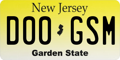 NJ license plate D00GSM