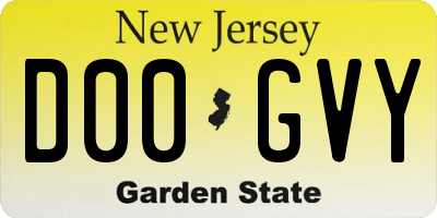 NJ license plate D00GVY