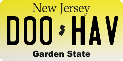 NJ license plate D00HAV