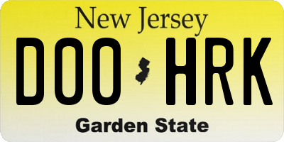 NJ license plate D00HRK