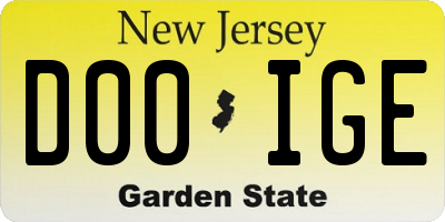 NJ license plate D00IGE