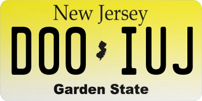 NJ license plate D00IUJ