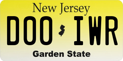NJ license plate D00IWR
