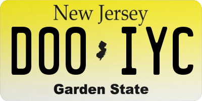 NJ license plate D00IYC