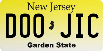 NJ license plate D00JIC