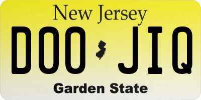 NJ license plate D00JIQ