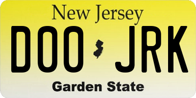 NJ license plate D00JRK