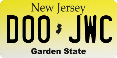 NJ license plate D00JWC