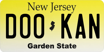 NJ license plate D00KAN