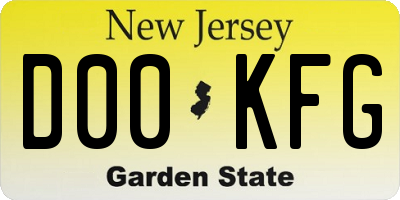 NJ license plate D00KFG