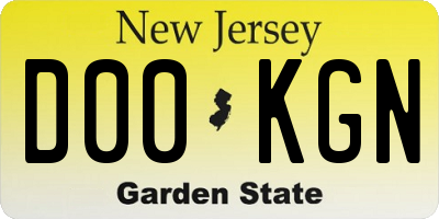 NJ license plate D00KGN