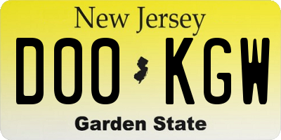 NJ license plate D00KGW