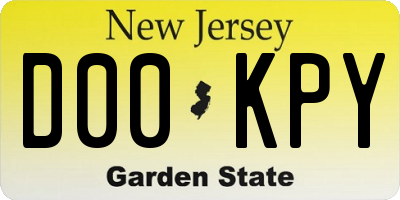 NJ license plate D00KPY