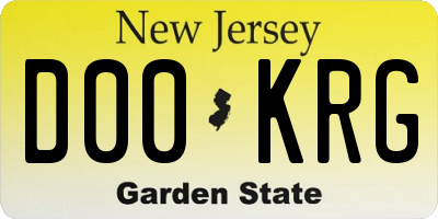 NJ license plate D00KRG