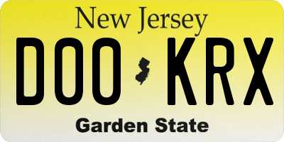 NJ license plate D00KRX