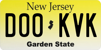 NJ license plate D00KVK