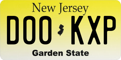 NJ license plate D00KXP
