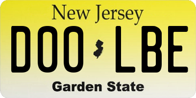 NJ license plate D00LBE