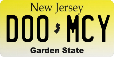 NJ license plate D00MCY