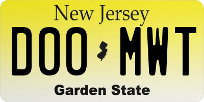 NJ license plate D00MWT