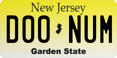 NJ license plate D00NUM