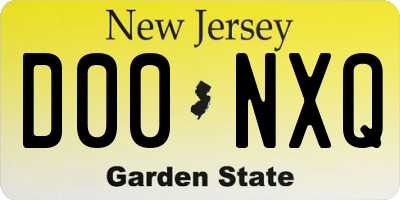 NJ license plate D00NXQ