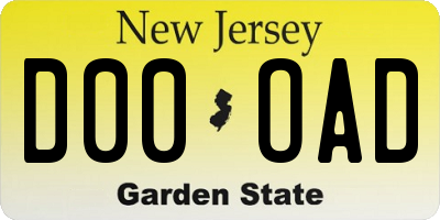 NJ license plate D00OAD