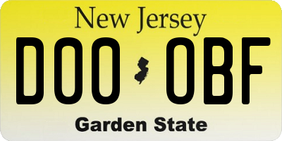 NJ license plate D00OBF