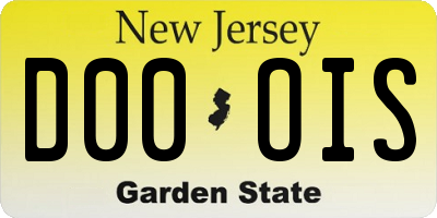 NJ license plate D00OIS