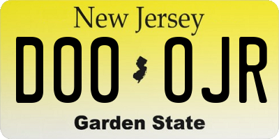 NJ license plate D00OJR