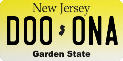 NJ license plate D00ONA
