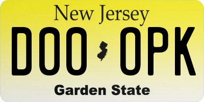NJ license plate D00OPK