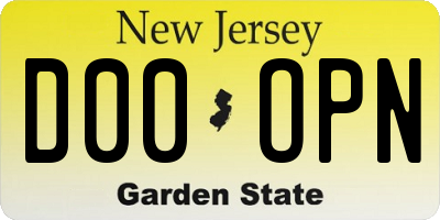 NJ license plate D00OPN