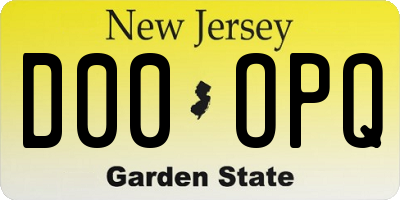 NJ license plate D00OPQ