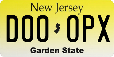 NJ license plate D00OPX